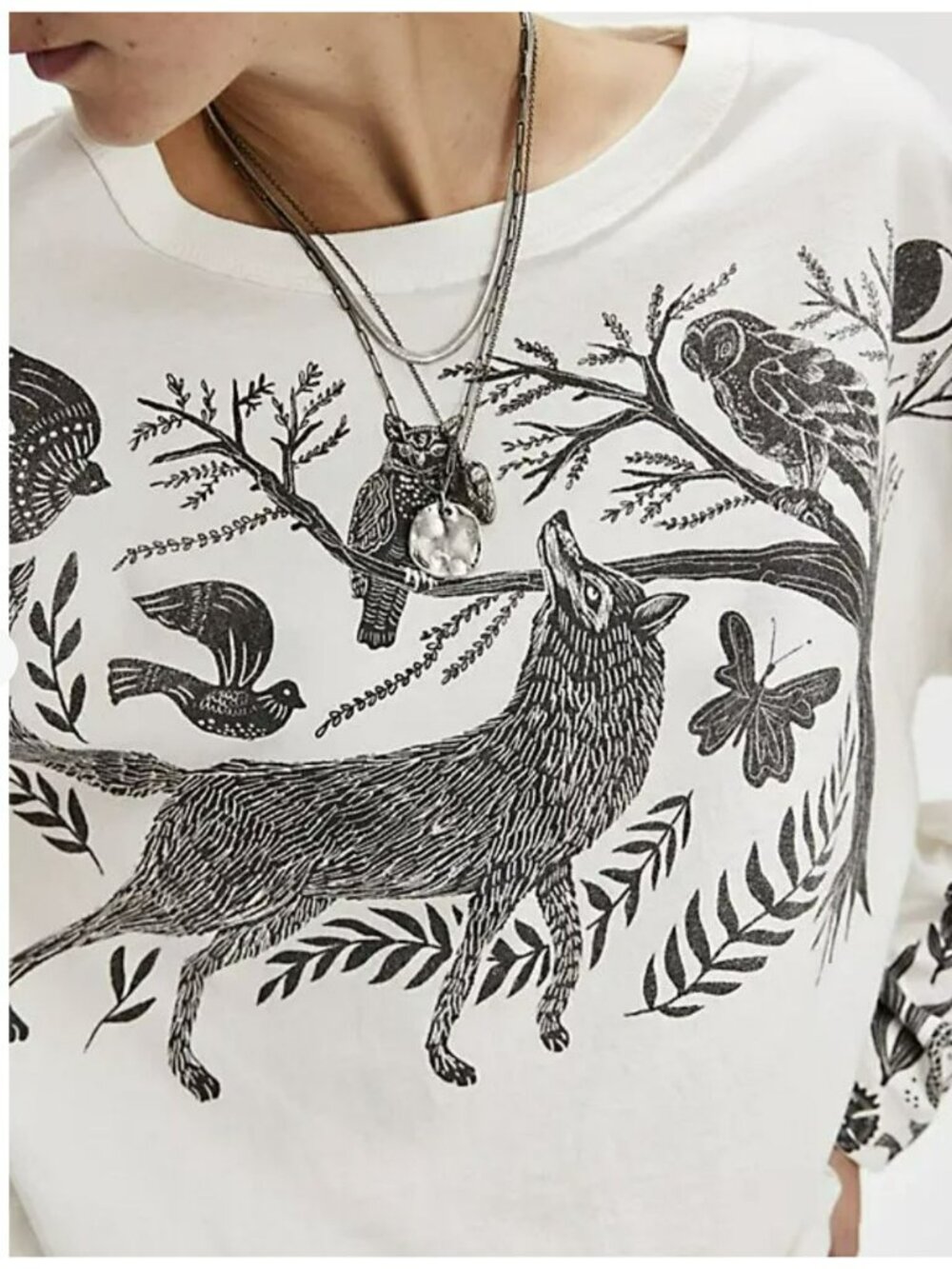 Free People Ragabond Woodland Long Sleeve Tee Top T Shirt Small New - Picture 3 of 9